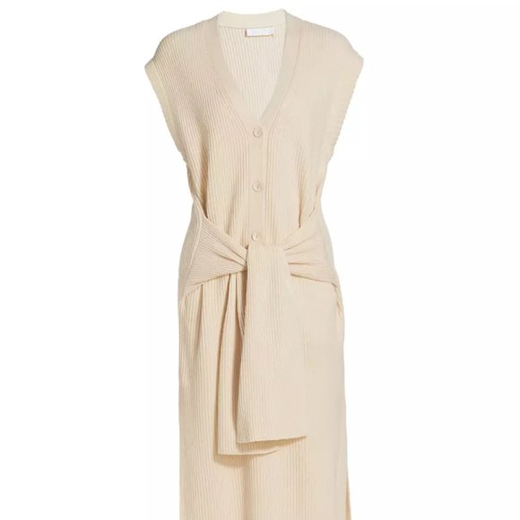 Jonathan Simkhai Annette Henley Dress Ecru L - Picture 1 of 8